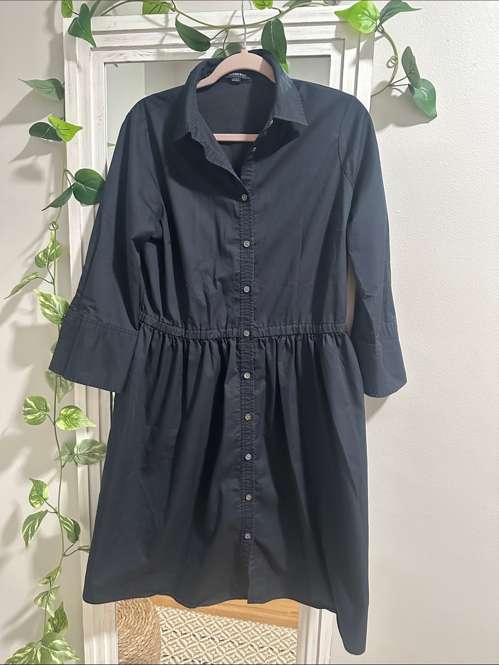 Land’sEnd Classic  Button-Front Navy Shirt Dress